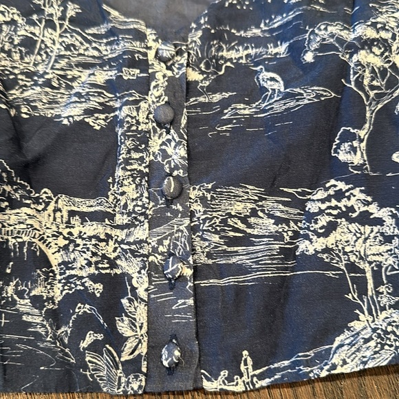 Blue and White Loveshackfancy Puff Sleeve Top - Picture 3 of 5